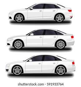 realistic car. sedan. set