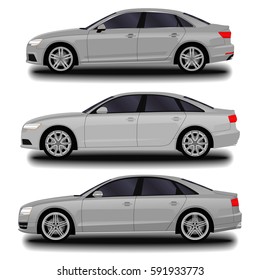 realistic car. sedan. set
