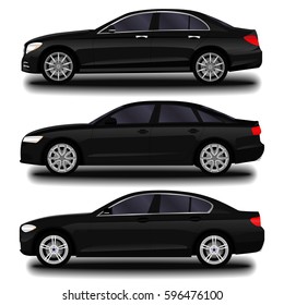 realistic car. sedan. set
