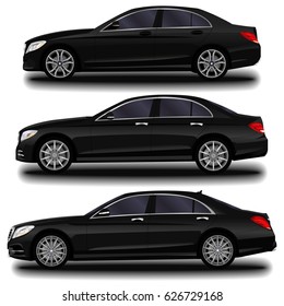 realistic car. sedan. set