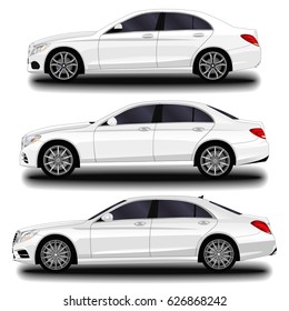 realistic car. sedan. set