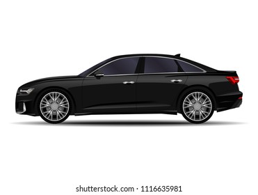 realistic car. sedan. side view.