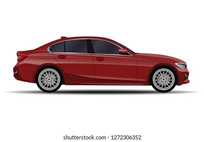 realistic car. sedan. side view.