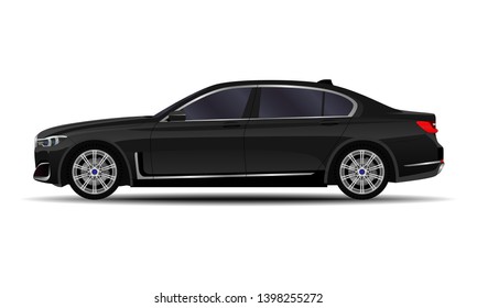 realistic car. sedan. side view.