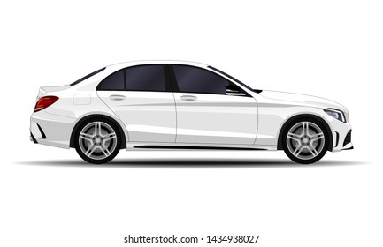 Realistic Car. Sedan. Side View