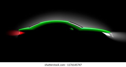 Realistic car side view in the dark