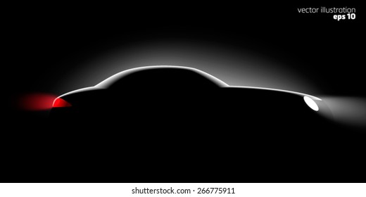 realistic car side view in the dark