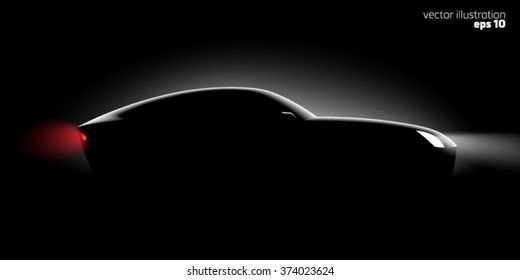 realistic car side view in the dark