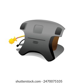 Realistic car single state driver airbag unit included electrical wire and harness illustration vector.