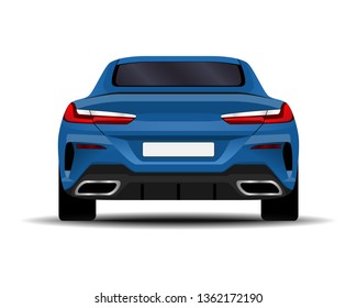 realistic car. sport coupe. back view.