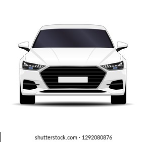 Realistic Car. Sport Sedan. Front View.