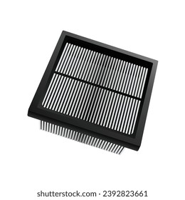 Realistic car square shape fiber cloth intake air cleaner filter in white background illustration vector.