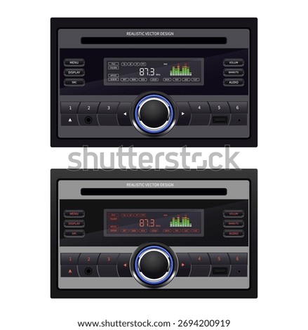 Realistic car stereo audio player head unit set