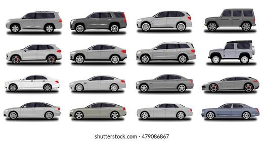 realistic car. SUV and sedan set.