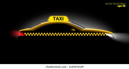 Realistic car taxi side view