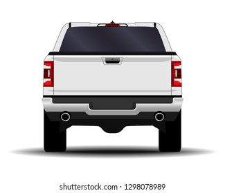 realistic car. truck, pickup. back view.