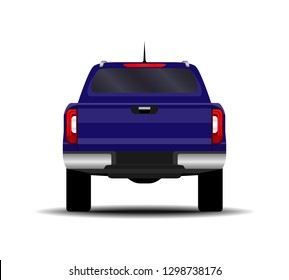 realistic car. truck, pickup. back view.