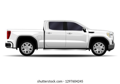 Realistic Car Truck Pickup Side View Stock Vector (Royalty Free ...