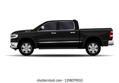 realistic car. truck, pickup. side view.