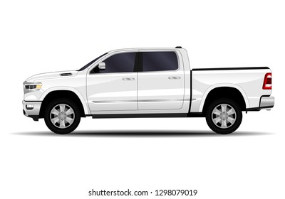 realistic car. truck, pickup. side view.