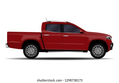 realistic car. truck, pickup. side view.