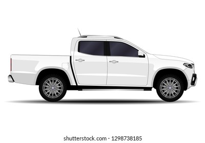realistic car. truck, pickup. side view.