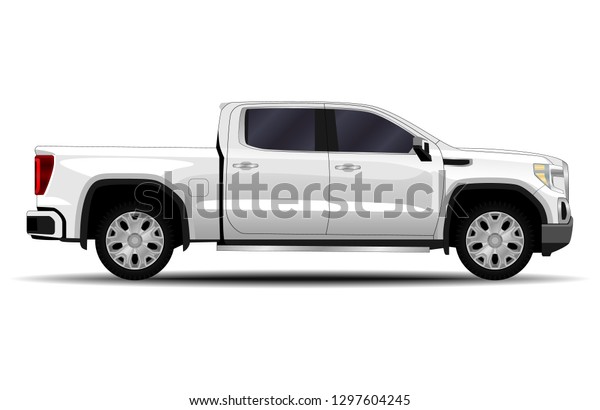 Realistic Car Truck Pickup Side View Stock Vector (Royalty Free ...