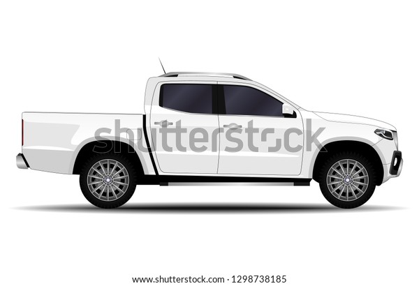 Realistic Car Truck Pickup Side View Stock Vector (Royalty Free ...