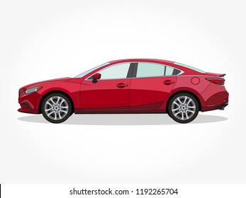 Realistic car vector illustration with details and shadow effect