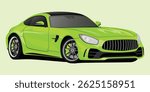 Realistic Car Vector Illustration Green Color Design