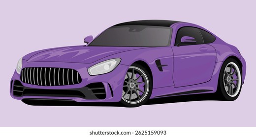 Realistic Car Vector Illustration Purple Color Design