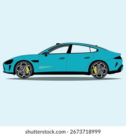 Realistic Car Vector Line Art Illustration 