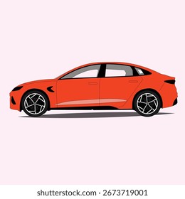 Realistic Car Vector Line Art Illustration 
