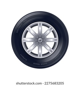Ilustración del vector de visión frontal de la rueda del coche realista