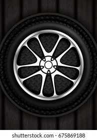 Realistic car wheel with shining rim.Vector illustration 