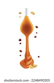 Realistic caramel chocolate nut composition with detailed images of sweets on blank background vector illustration