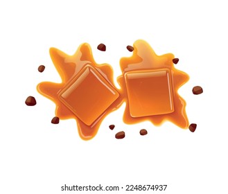Realistic caramel chocolate nut composition with detailed images of sweets on blank background vector illustration
