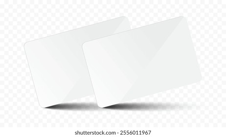 Realistic Card Paper, RFID, Credit Card, Name Card, and Hotel Door Card Mockup with Shadows on Transparent Background. Premium Vector Illustration.