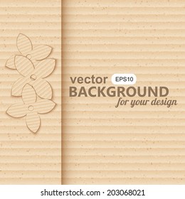 Realistic cardboard background with flowers. vector illustration