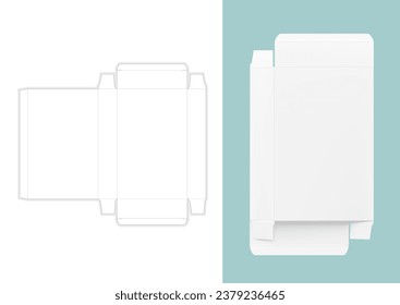 Realistic cardboard box mockup with layout. Flat view. Vector illustration isolated on white background. Can be use  for the presentation of your cardboard box. Ready for your design. EPS10.	