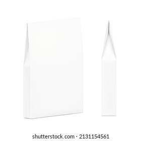 Realistic cardboard box mockup with a narrowed top. Perspective and side view. Vector illustration isolated on white background. Can be use for food, medicine, cosmetic and etc. Ready for your design.
