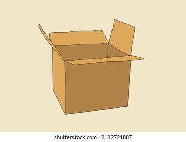 Realistic cardboard box mockup set from side, front and top view open and closed isolated on white background. Parcel packaging template - vector illustration.