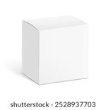 Realistic cardboard box mockup. Vector illustration isolated on white background. Half side view. Can be use for food, cosmetic, pharmacy, sport and etc. Ready for your design. EPS10.