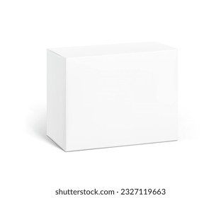 Realistic cardboard box mockup. Vector illustration isolated on white background. Half side view. Can be use for food, cosmetic, pharmacy, sport and etc. Ready for your design. EPS10. - Shutterstock ID 2327119663