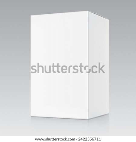 Realistic cardboard box mockup. Vector illustration isolated on grey background. Half side views. Can be use for food, cosmetic, pharmacy, sport and etc. Ready for your design. EPS10.