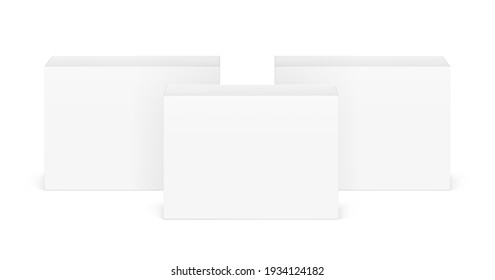 Realistic cardboard box mockups. Vector illustration isolated on white background. Can be use for food, medicine, cosmetic and etc. Ready for your design. EPS10.	