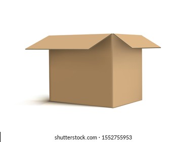 Realistic Cardboard Box On White Background. EPS10 Vector