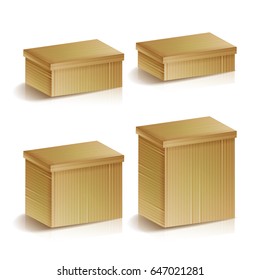 Realistic Cardboard Boxes Set Isolated Vector Illustration. Retail, Logistics, Delivery, Storage Concept. 