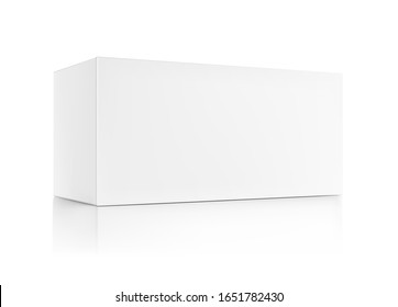 Realistic cardboard packaging box mockup. Vector illustration isolated on white background. Can be use for medicine, food, cosmetic and other. Ready for your presentation. EPS10.	