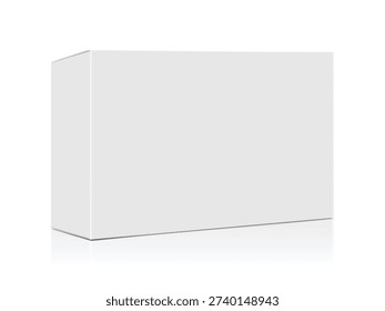 Realistic Cardboard Packaging Box Mockup. Blank Thin Paper Product Box 3D Vector Template Isolated on White Background for Medicine, Food and Cosmetic Branding Presentation